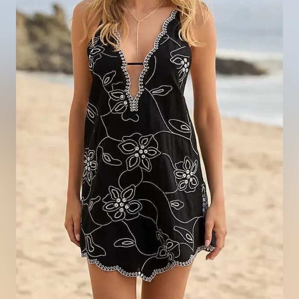 NWOT Celandine Linen Blend Embroidered Shift Dress Size Medium *as is*
